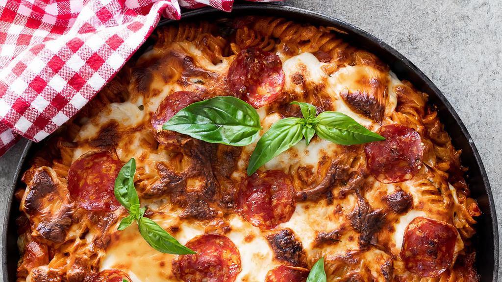 Pizza Pasta · (Pizza sauce, sausage, pepperoni, mozzarella cheese)
