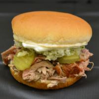 Pork · Topped with mayonnaise, cole slaw, and pickle.