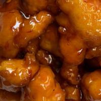 General Tso'S Chicken · Hot. Chunk of white meat chicken breaded and deep fried in an amazing sweet spicy sauce bedd...