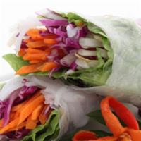 Vegetarian Spring Rolls · Gluten free item. Vegan item. Two lemongrass seasoned fried tofu with sautéed carrots, napa ...