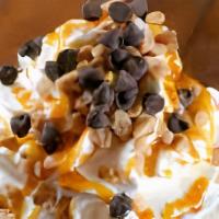 Mocha Caramel Twist Frappuccino · Blended shot of espresso, mocha and caramel flavoring, ice, caramel and chocolate syrup, 2% ...