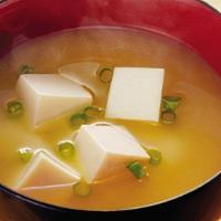 Miso Soup · Four ounces tofu, seaweed, and scallions in soybean broth.