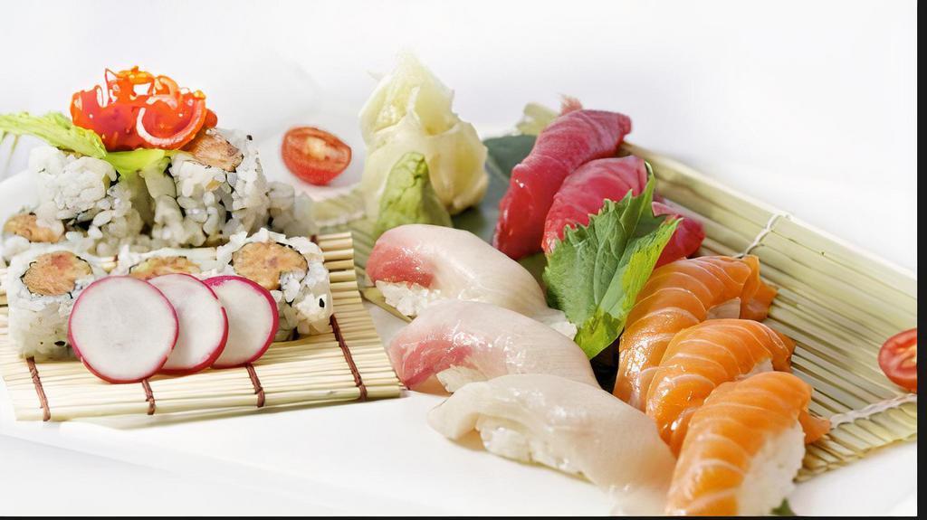 Sushi Dinner · Fresh fish of the day served with California roll and snow crab roll. Raw.