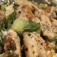Chicken Salad · Grilled chicken on Greek salad and your choice of dressing.