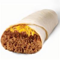 Beef Burrito · Beef, cheddar and chili sauce wrapped in a warm flour tortilla.