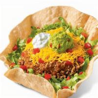 Bf Beef Taco Salad · Crispy tortilla bowl, beef, lettuce, chili sauce, cheddar, guac, tomato, sour cream.