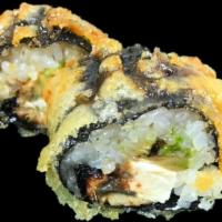 Insane Eel Roll · Eel, cream cheese and avocado prepared tempura style and topped with eel sauce.