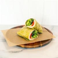 Turkey Wrap · roasted turkey, roasted red peppers, avocado, hummus, pickled red onions, and lettuce wrappe...