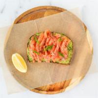 Single Smoked Salmon Toast · sustainable smoked salmon, avocado, pickled red onions, dill, sprouted bread