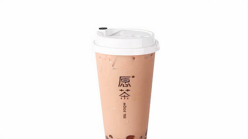 Red Bean Milk Tea (Large) · Classic silky milk tea served with red bean (No tapioca in this item, add topping if you like) 软糯香甜的红豆与经典奶茶制作而成，本品不含珍珠，如需请另加