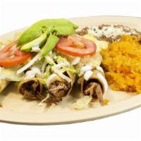 Flautas / Tacos Dorados · Shredded Beef, Shredded Chicken, or Cheese