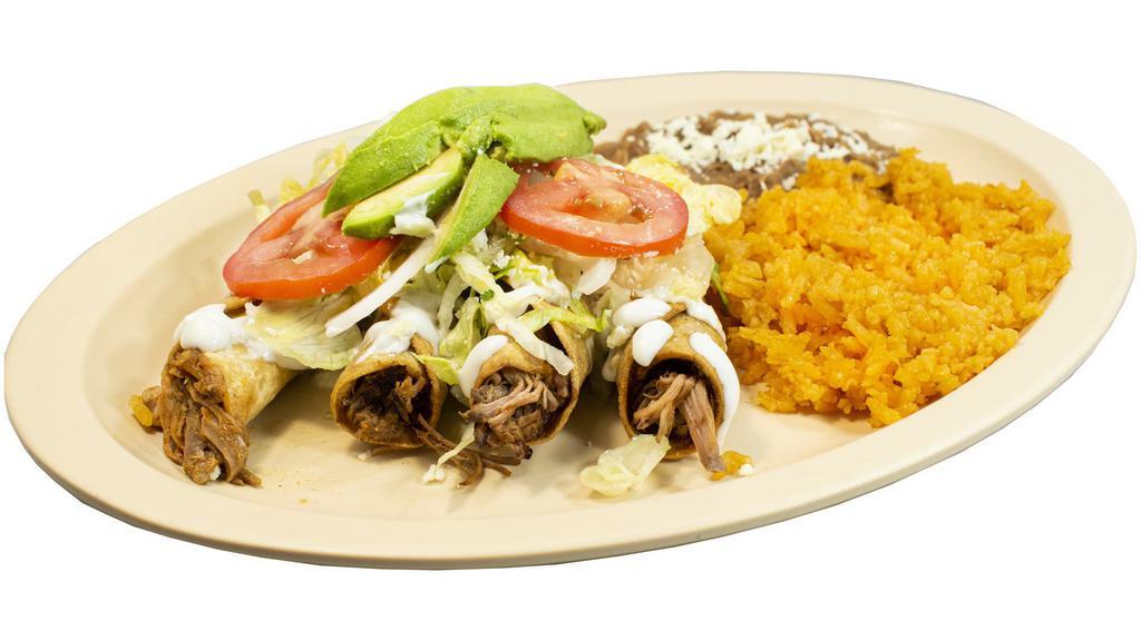 Flautas / Tacos Dorados · Shredded Beef, Shredded Chicken, or Cheese