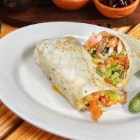 -Burrito Gigante · Big flour tortilla, filled with your meat preference, beans, rice, onion, cilantro, tomatoes...