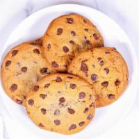 Choco Chippys · 3 freshly baked chocolate chip cookies. We can smell them in the oven now.