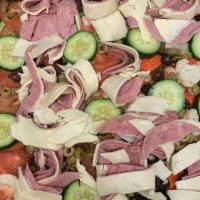 Antipasto Salad · Mixed Greens, Salami, Pepperoni, Tomato, Provolone, Giardiniera, Ham, Sprinkles Mozarella, G...