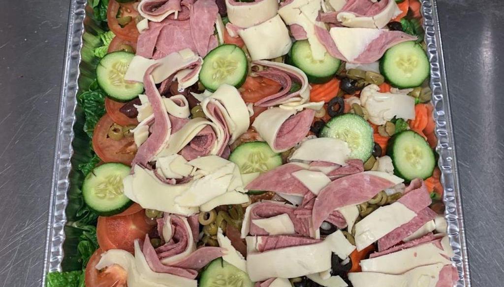 Antipasto Salad · Mixed Greens, Salami, Pepperoni, Tomato, Provolone, Giardiniera, Ham, Sprinkles Mozarella, Green & Black Olives and Dressing