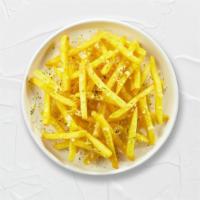 Cheesy Fryday · (Vegetarian) Idaho potato fries cooked until golden brown and garnished with salt and melted...