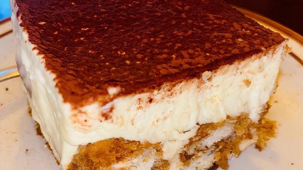 Tiramisu · This well-known treat is made with layers of coffee-infused mascarpone cheese scooped over delicate Italian cookies called Lady Fingers. It’s light and fluffy and a delicious way to top off your meal!
