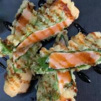 Salmon Soulmate · shiso wrap w/ salmon and deep fried