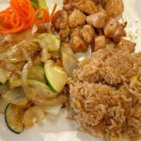 Hibachi Chicken · W/zucchini, onion, carrot, broccoli. Add noodle sub rice for an additional charge.