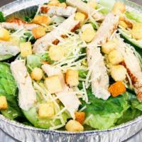 Chicken Caesar Salad (Small)  · Greens, grilled chicken, cucumbers, croutons, and shredded parmesan. Served with your choice...