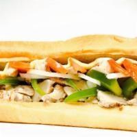 Chicken Fajita Sub (Regular) · Grilled chicken, onions, green peppers, tomatoes, and cheese topped with ranch dressing.