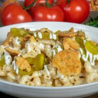Jalapeno Popper Mac N' Cheese · Spicy. Cavatappi pasta, pepper jack, pickled jalapeno, bacon, sour cream, signature cheese s...