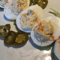 Jalapeno Deviled Eggs · Not your grandma's deviled eggs.