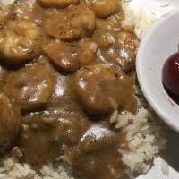 Shrimp Etouffee · Served over rice. Choice of one side.