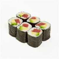 Tuna Avocado Roll · Tuna and avocado with sushi rice wrapped in nori.