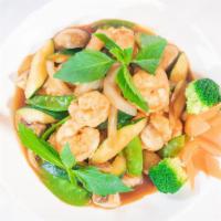 Shrimp With Mixed Vegetables · Broccoli, carrot, snow peas, zucchini, mushrooms.