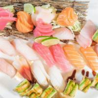 Love Boat · Eight pieces sushi and 16 pieces sashimi, with one special roll.