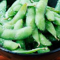 Edamame · Broiled soyben pods.