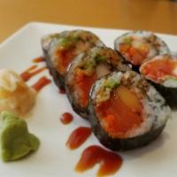 Balm Roll · Fresh salmon, crab stick , avocado and fish egg
