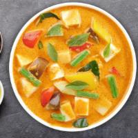 Super Massaman Curry · Bell peppers, omions, pineapple. mushrooms ,potatos, and massaman creamy curry sauce.
