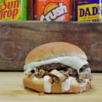 Mushroom Swiss Burger · Swiss Cheese, Grilled Mushrooms, Grilled,Onions, Sodalicious White Sauce