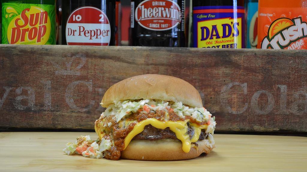 Southern Burger · American Cheese, Buttermilk Coleslaw,Chili, Mustard, Onions