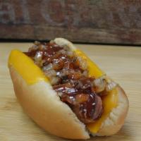 Bbq Soda Dog (Bw Brown) · Bacon Wrapped Nathan's, Cheerwine BBQ,Sauce, Grilled Onions, Cheddar Cheese