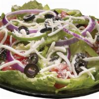 Side Garden Della Casa Salad · Fresh greens, red onions, green peppers, black olives and tomatoes and topped with mozzarell...