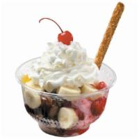 Banana Split Sundae · A true classic sundae with our freshly made ice cream flavors, toppings (chocolate syrup, st...