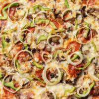 House Special Pizza · Pepperoni, sausage, ground beef, ham, salami, mushrooms, onions, green peppers, sauce and ch...