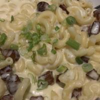 Pork Belly Smack · Macaroni pasta in our 5-cheese bechamel (cheddar, pepper jack, smoked Gouda, Parmesan and pr...