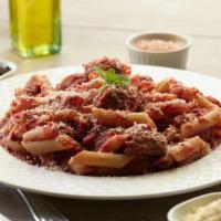 Penne Meatball Pasta · This pasta has our signature marinara sauce, penne pasta, juicy beef meatballs, and fresh pa...