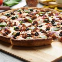 Vegan Combination Pizza Twist · This pizza has our signature vegan red sauce, signature vegan cheese, slice fresh  mushrooms...