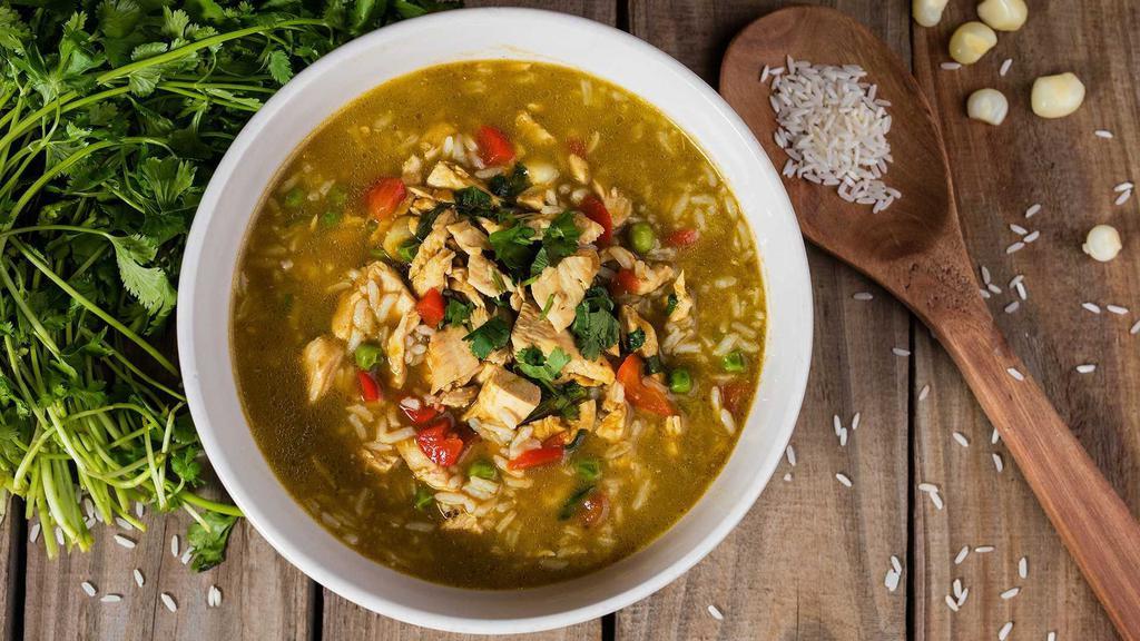 Organic Chicken  Soup  (Aguadito) · Aguadito de pollo, also referred to as 'Aguadito', is a traditional chicken soup in Peruvian cuisine consisting of chicken, cilantro ,rice and potato in squares    and vegetables,  very nutritious and healthy.