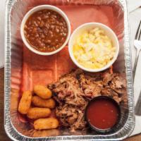 Bbq Pulled Pork Plate · 1/2 LB of Pork. Comes w/ one side and choice of bread.