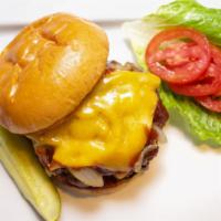 Barbeque Cheeseburger (1/2Lb) · Half pound burger with cheddar cheese, bbq sauce, and grilled onions.