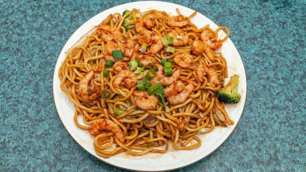 Shrimp Lo Mein · Chinese soft noodles.