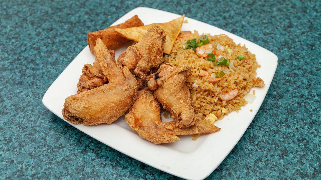 Chicken With Mixed Vegetable - Combination Platters · Shrimp Fried Rice with Egg Roll and Crab Rangoon.