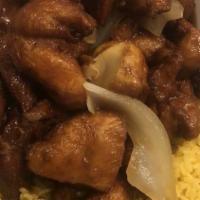Orange Flavor Chicken Special · Hot and spicy. Marinated chicken deep-fried and sauteed with orange flavored tangy brown sau...